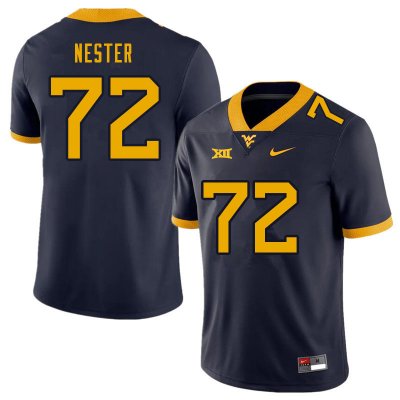 Men's West Virginia Mountaineers NCAA #72 Doug Nester Navy Authentic Nike Stitched College Football Jersey OV15F05VC